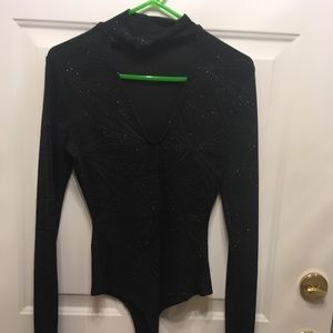 Black long sleeve bodysuit sparkle